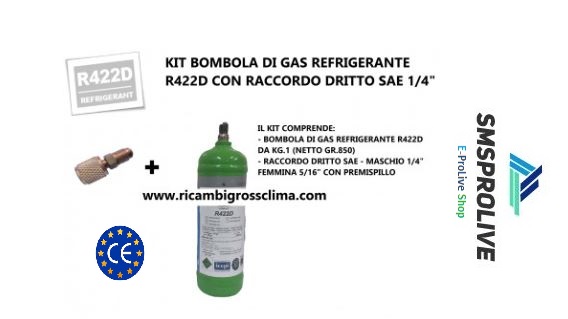 TARIFS KIT DE GAZ RÉFRIGÉRANT CYLINDRE R422D KG. 1